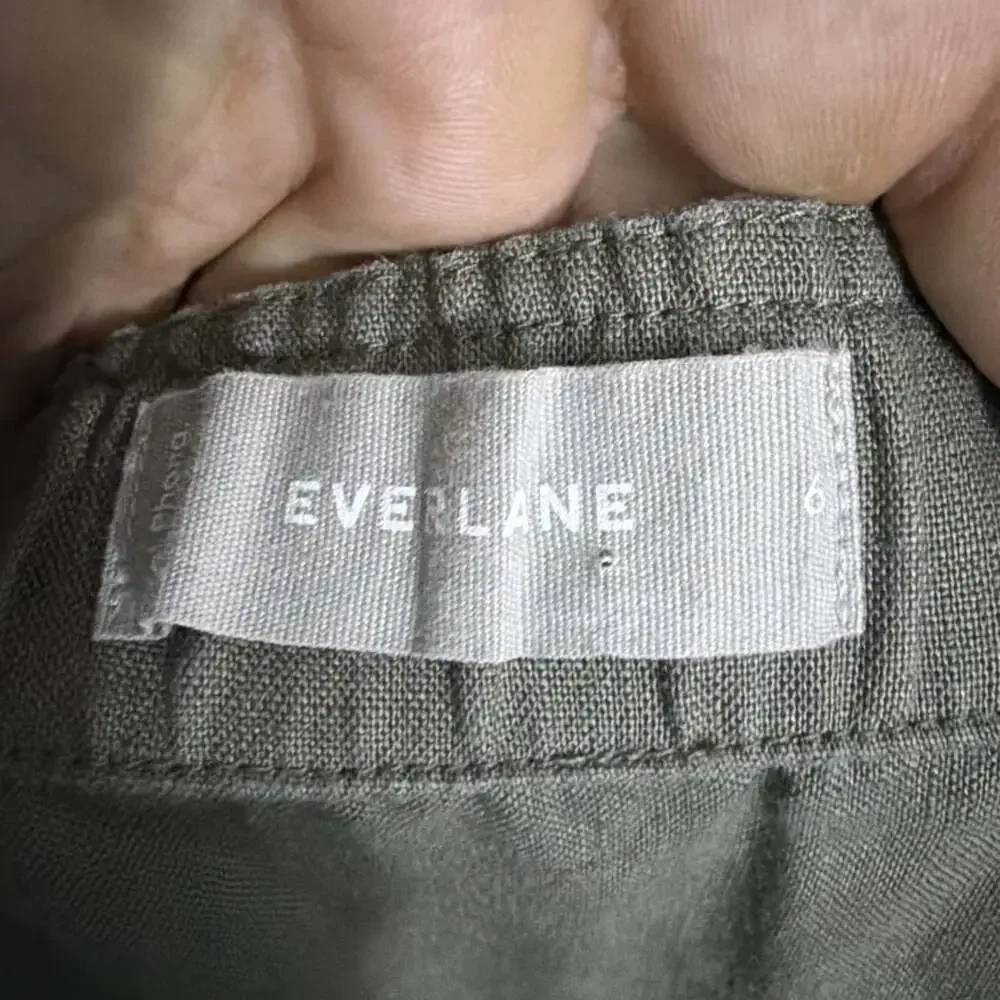 Everlane Women's 6 Sage Green The Linen Side Button Jumpsuit Belted Summer